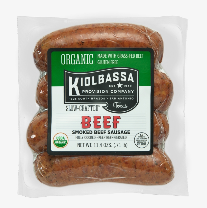 Kiolbassa Organic Smoked Beef - Kiolbassa Beef Sausage, transparent png download