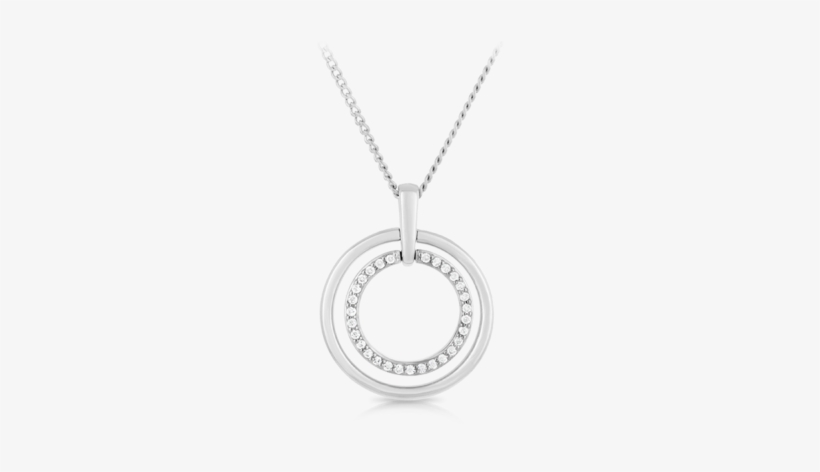 Diamond Double Circle Pendant Set In 9ct White Gold - Mecklenburg County Parks, transparent png download