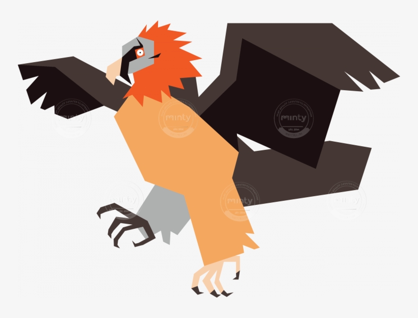 Vulture With Spread Wings - Illustration, transparent png download