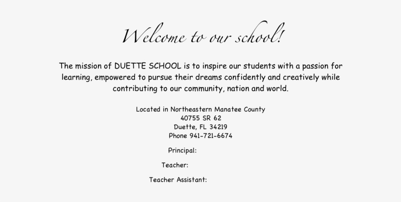 Welcome To Our School The Mission Of Duette School - Architecture, transparent png download