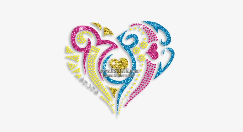 Magic Show Shimmery Heart Glitter Nailhead Neon Stud - Illustration, transparent png download