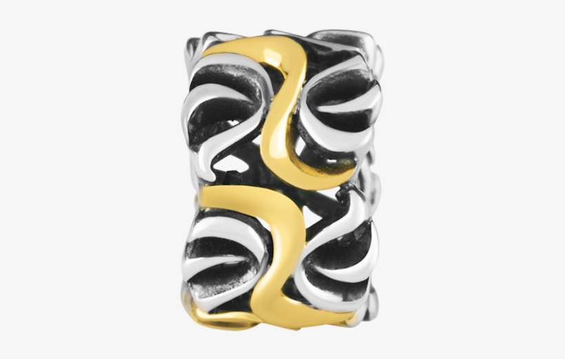 10ct Yellow Gold & Sterling Silver Swirl Pattern Charm - Basic Pump, transparent png download