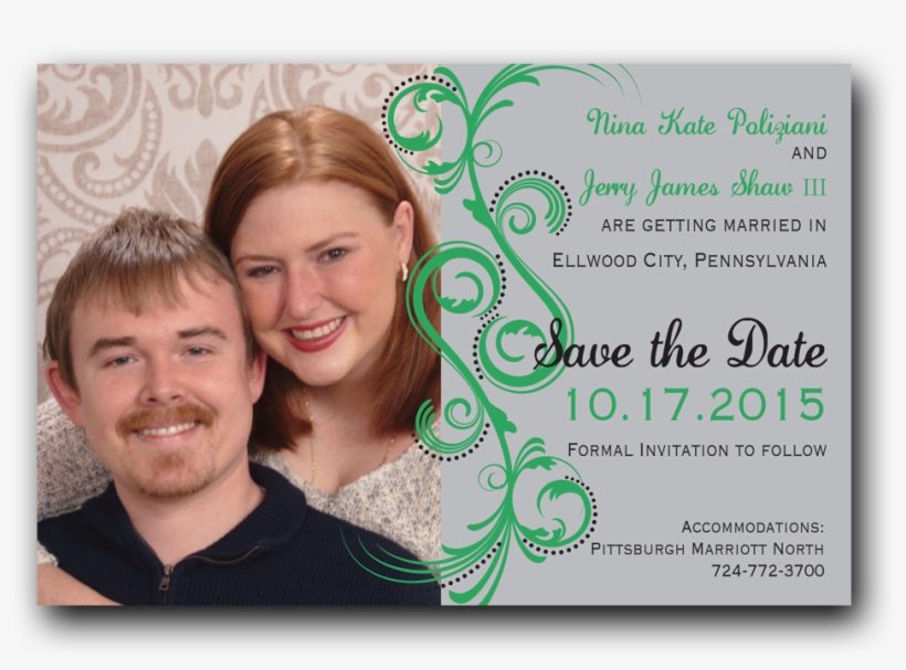 Silver & Green Swirl Save The Date - Flyer, transparent png download