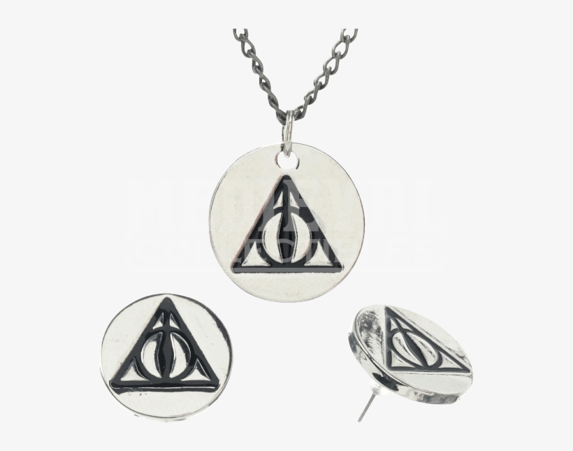 Harry Potter Deathly Hallows Necklace And Earrings - Harry Potter Deathly Hallows Charm Necklace And Earring, transparent png download