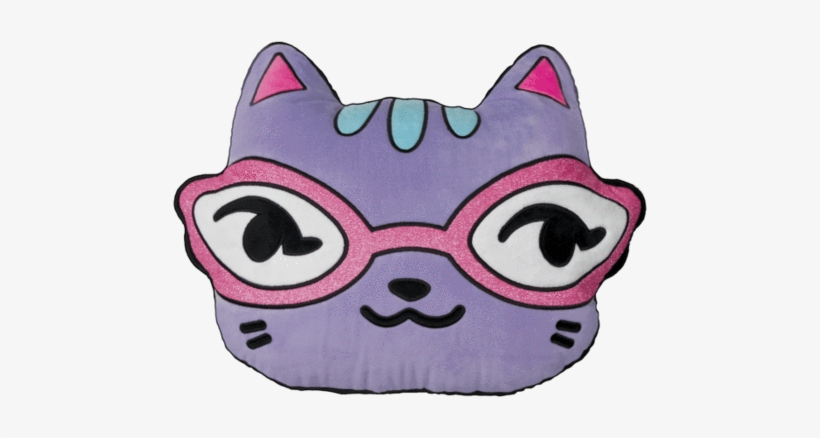 Iscream Emoji Cat With Glitter Glasses Scented Embroidered - The Laysee Pillow - The Pillow Designed With Your Glasses, transparent png download