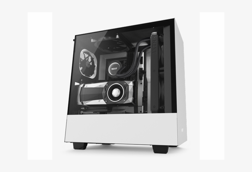 Nzxt H500i Mid Tower Computer Case Matte White - Nzxt H400 Vertical Gpu, transparent png download