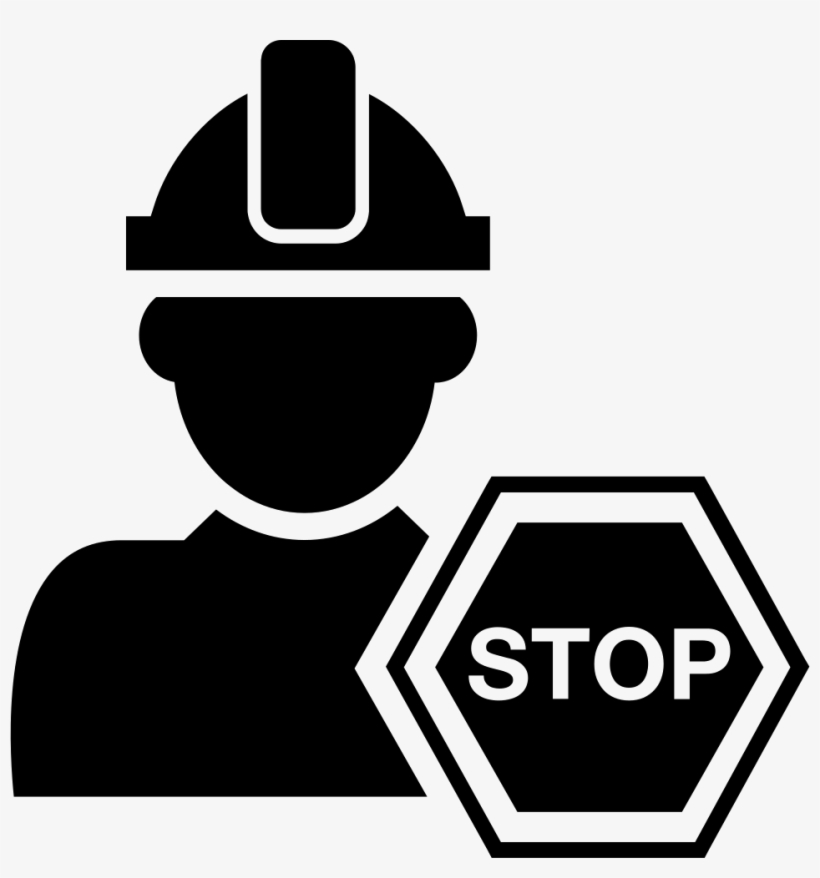 Constructor With Hard Hat And Stop Hexagonal Signal - Work Hard Vector Png, transparent png download