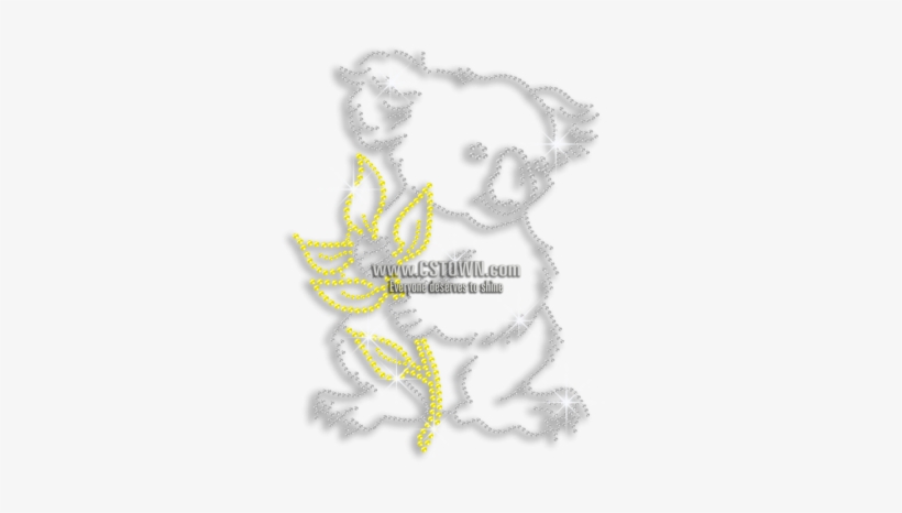 Bling Koala Bear Holding Eucalyptus Leaves Iron-on - Illustration, transparent png download