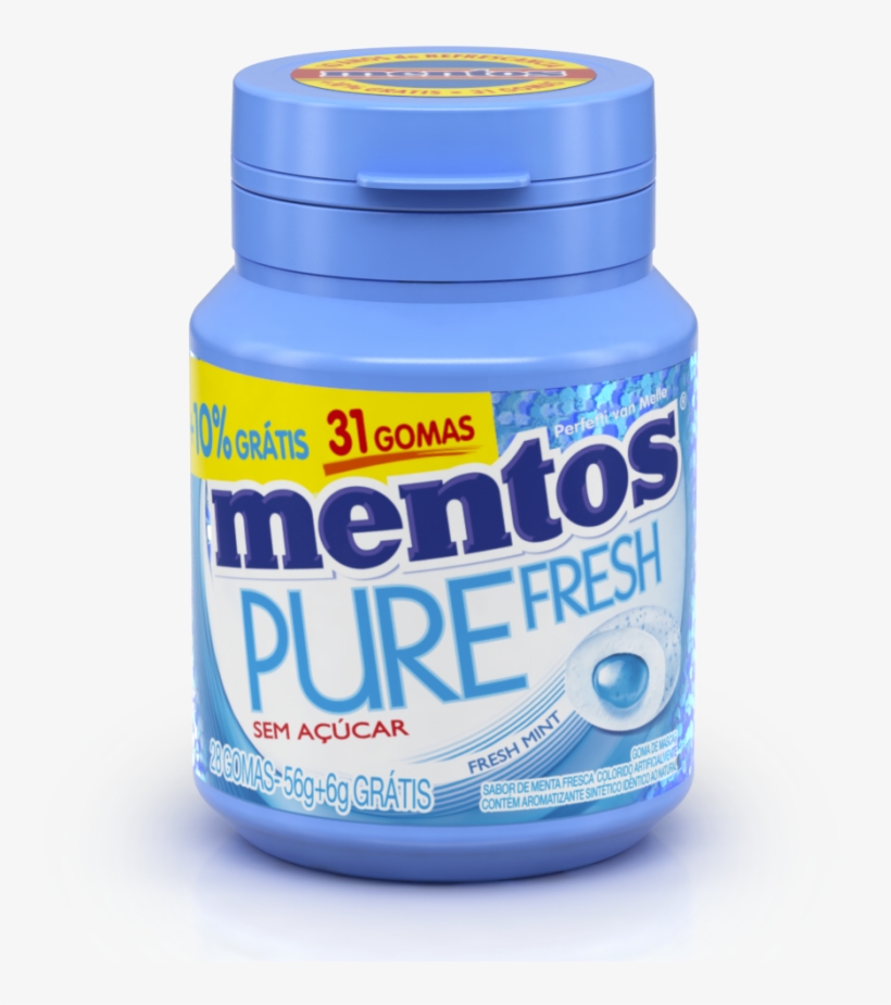 Para Comemorar 10 Anos De Brasil, Embalagem Com Mais - Mentos Pure Fresh Mint Gum 45 Pieces, transparent png download