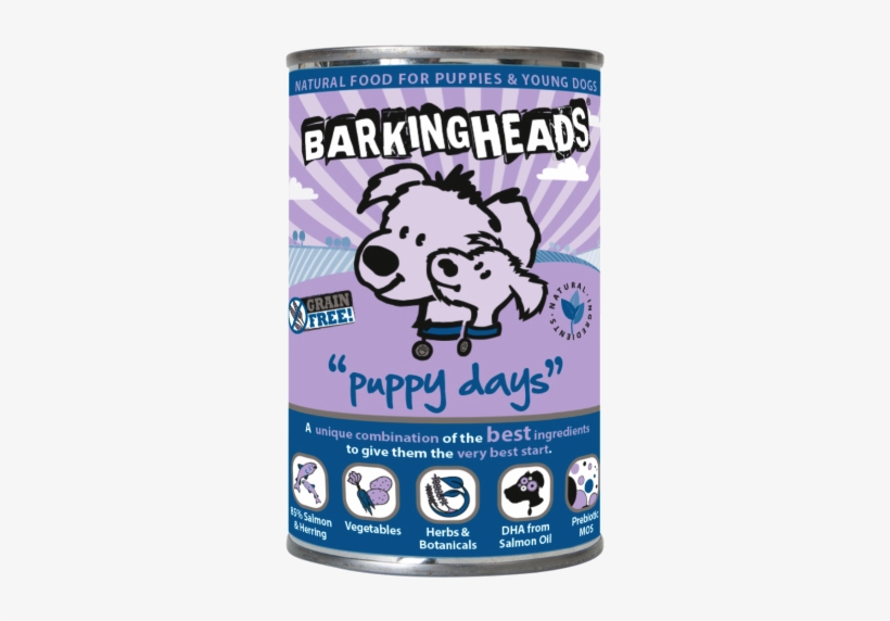 Puppy Days Salmon & Herring Tins - Barking Heads Puppy Days Salmon Puppy Food Tins 6 X, transparent png download