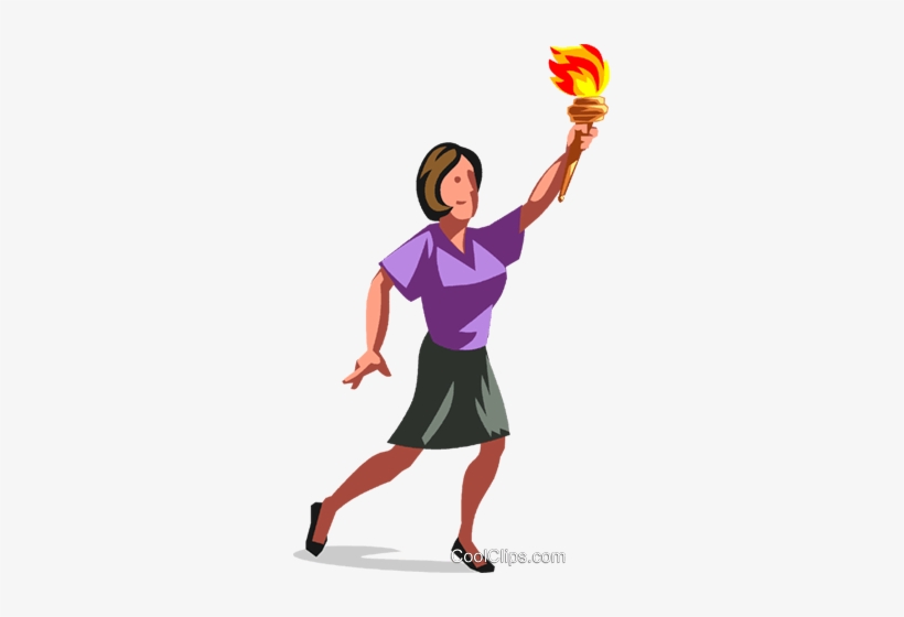 Woman Carrying Olympic Torch Royalty Free Vector Clip - Illustration, transparent png download