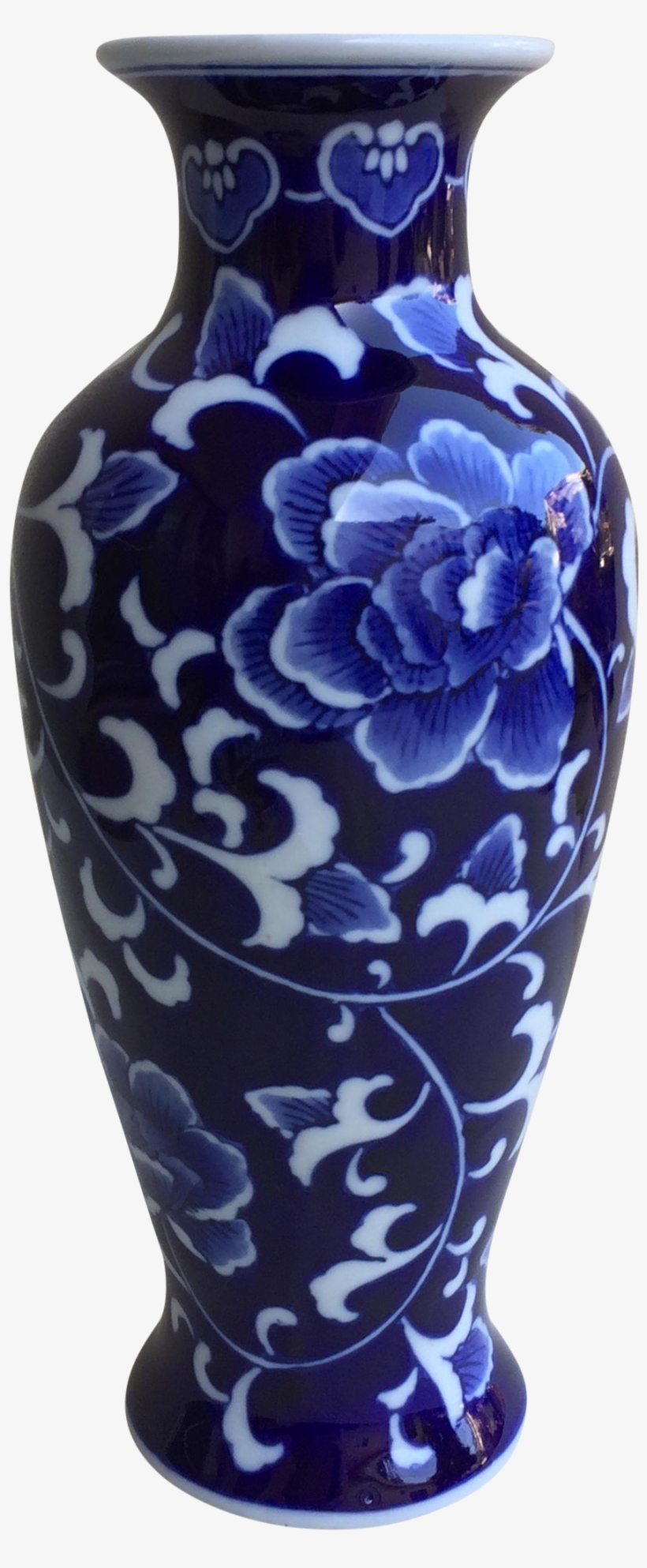 Asian Blue & White Lotus Flower Vase - Blue And White Porcelain, transparent png download