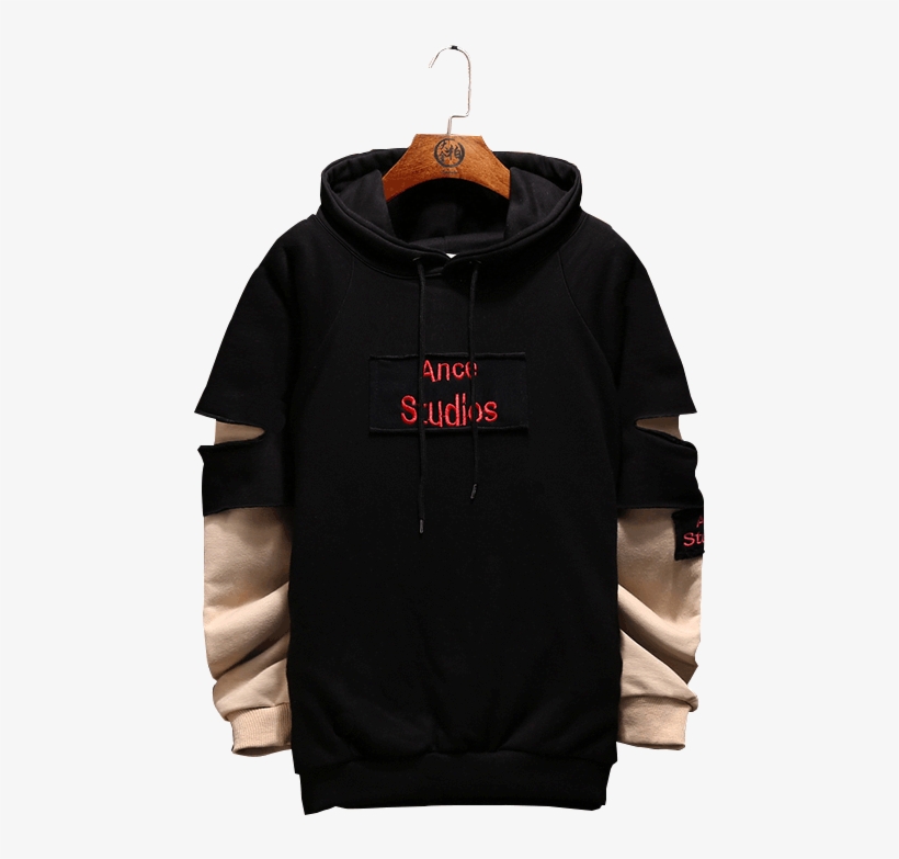 Winter Ulzzang Fake Two-piece Hooded Sweater Men's - Hoodie, transparent png download