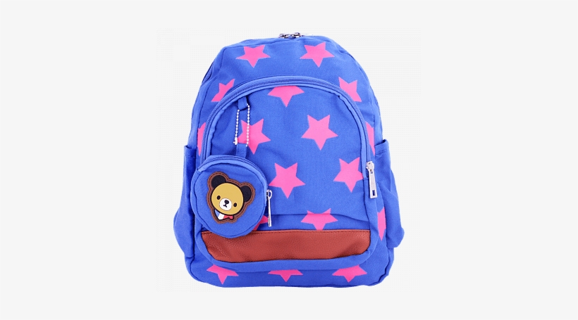 New Hero Backpack With Stars And Bear Face Pouch For - Backpack, transparent png download