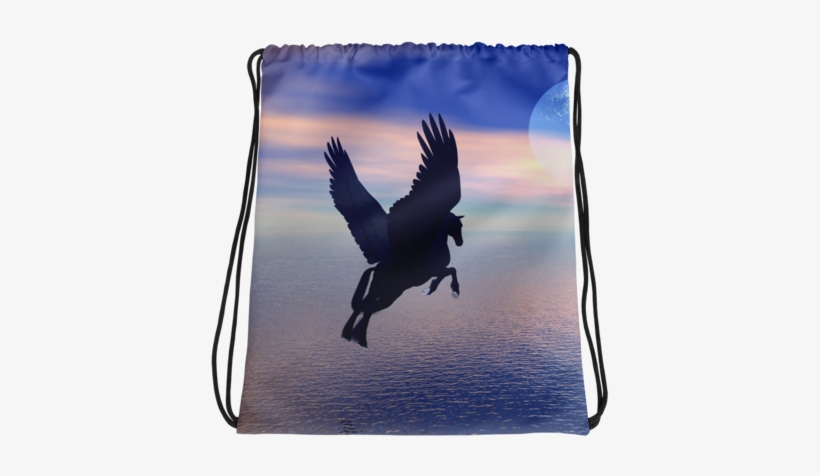 Flying Unicorn Drawstring Bag - Pegasus Horse, transparent png download