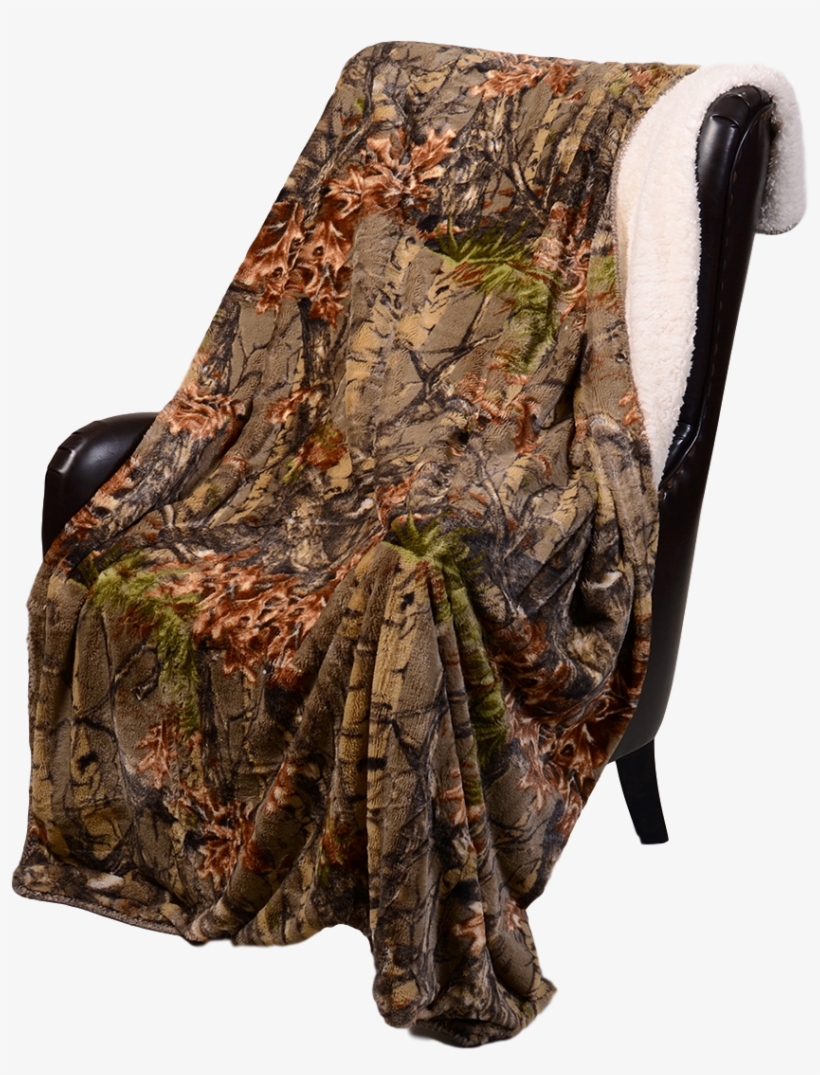 Hunter Camo Sherpa Throw Blanket - Blanket, transparent png download
