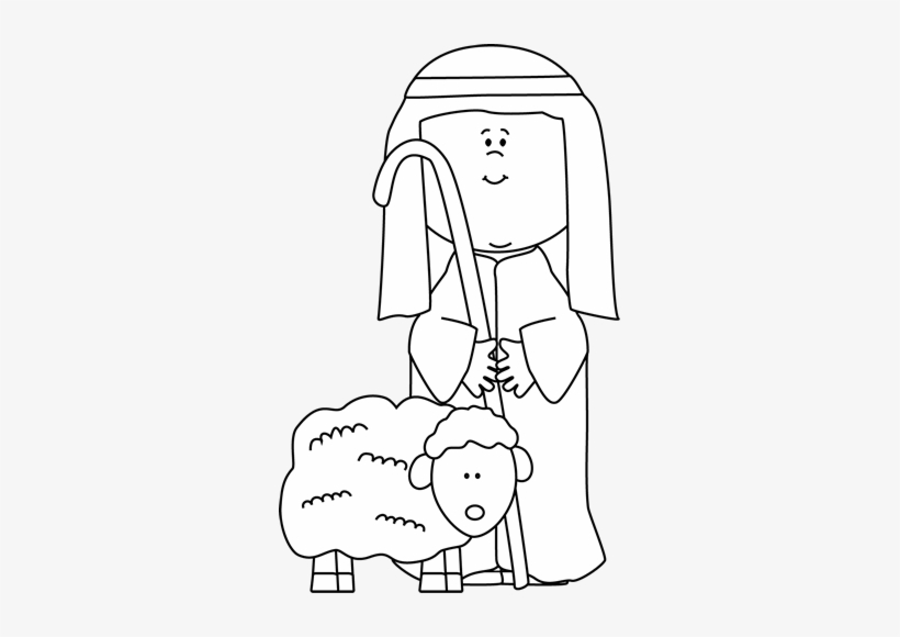 And White Shepherd With Sheep Clip Art Black And White - Shepherds Clip Art Black And White, transparent png download