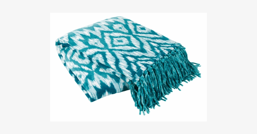 Plush Throw Blanket, Turquoise/white - Stole, transparent png download
