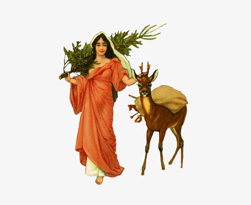 Christmas Clip Art Angel With Deer - Christmas Day, transparent png download