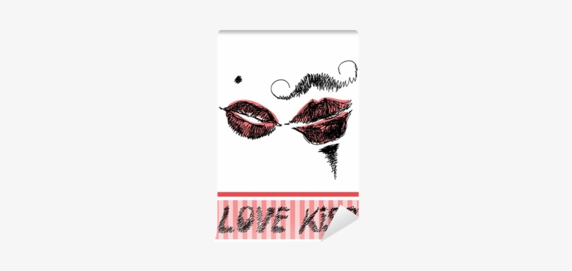Minimalistic Valentine Greetings Card With Kissing - Stock Illustration, transparent png download