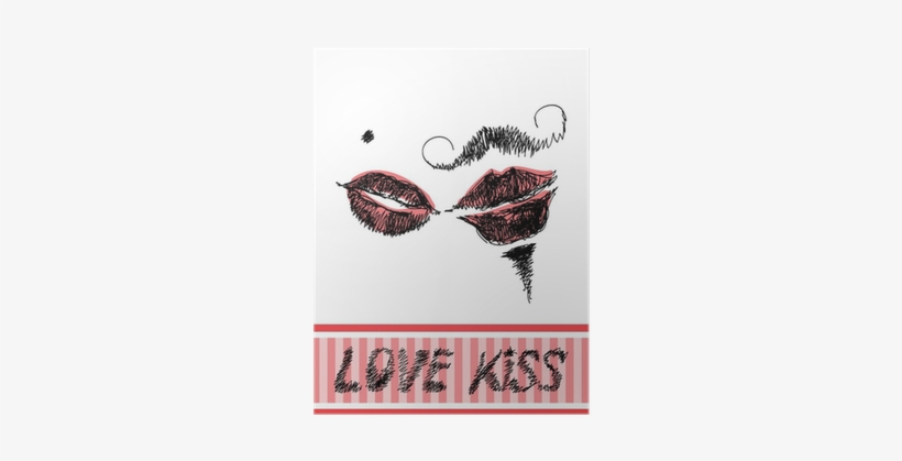 Minimalistic Valentine Greetings Card With Kissing - Kiss, transparent png download