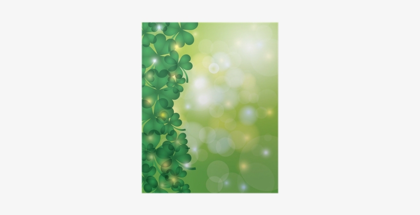 Shamrock Leaves With Bokeh Border Illustration Poster - Shamrock, transparent png download