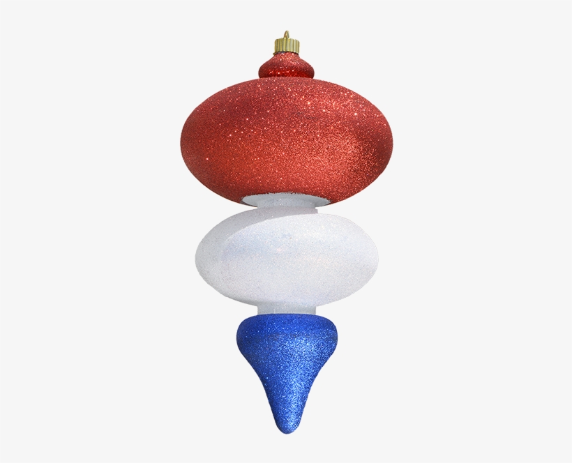 15" Red/white/blue Glitter Finial Large Christmas Ornament - Christmas Ornament, transparent png download