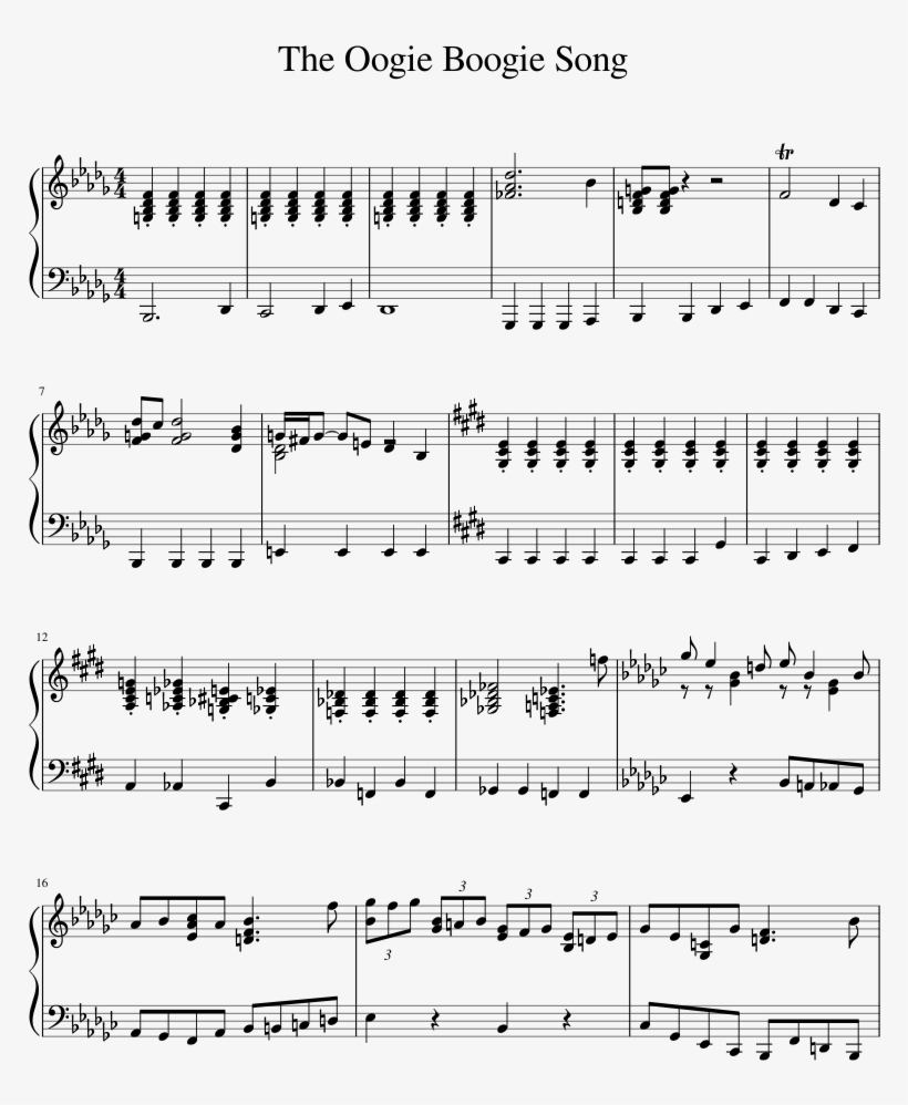 The Oogie Boogie Song Sheet Music 1 Of 5 Pages - Sugarcane Ana Olgica Piano, transparent png download