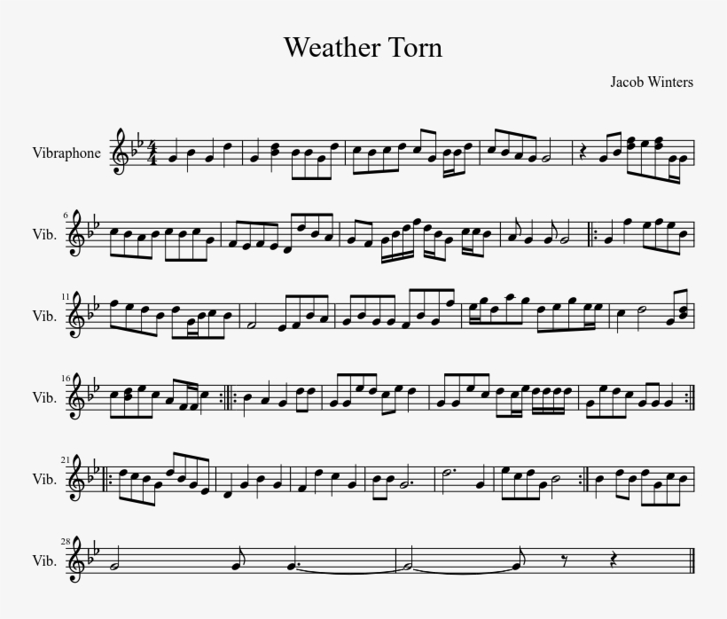 Weather Torn Sheet Music Composed By Jacob Winters - Ty Falešná Frajárko Noty, transparent png download