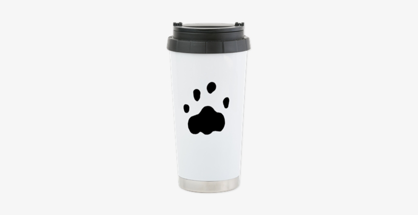 Black & White Paw Print Art Stainless Steel Tr - Mug, transparent png download