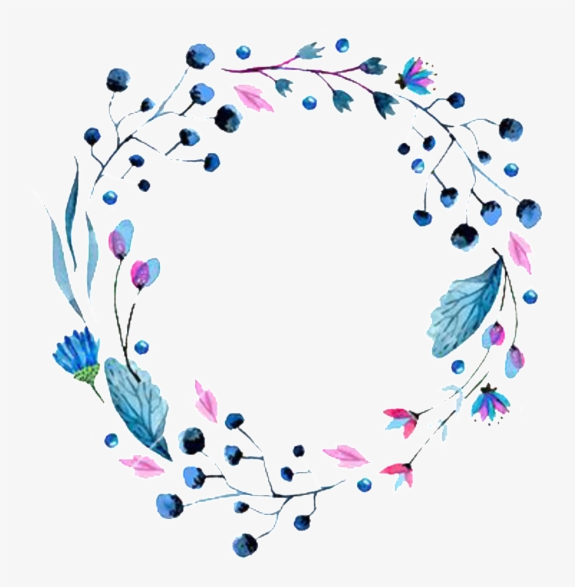 Temperament Literary Blue Feather Hand-painted Garland - Floral Wreath Watercolor Hd, transparent png download