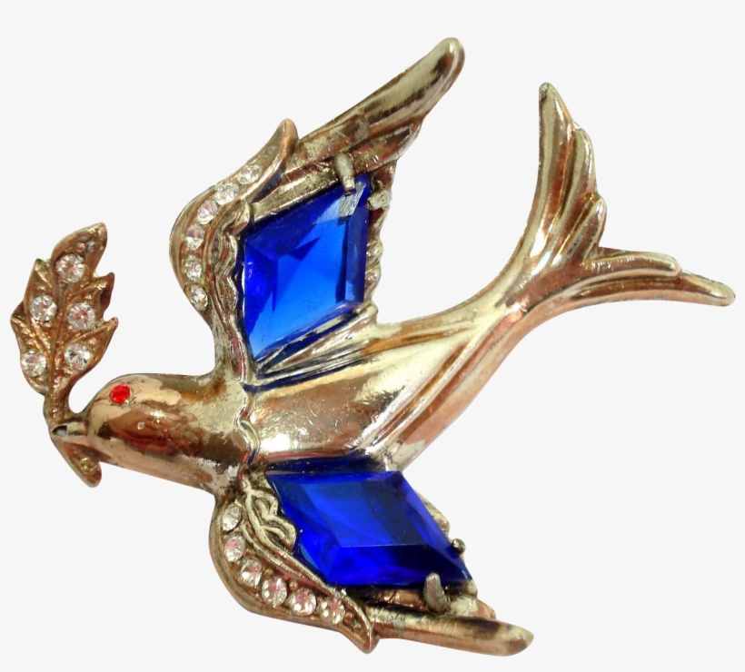 1940's Figural Bird Pin Brooch Dove With Olive Branch - Jewellery, transparent png download