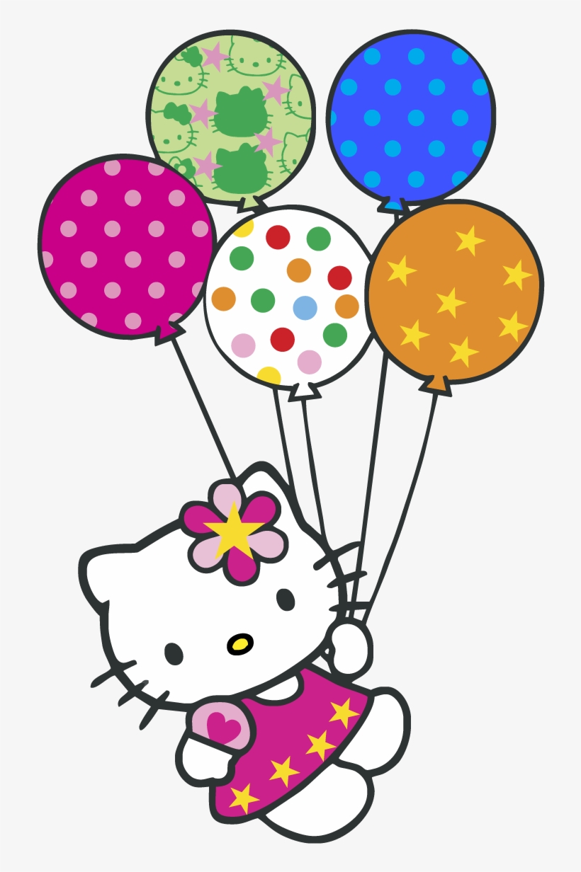 Hello Kitty Balloons Logo Vector Graphic - Hello Kitty Birthday Png, transparent png download