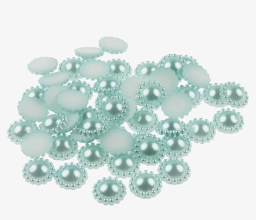 50 Aqua Flower Shape Flat Back Pearl 12mm - Pearl, transparent png download
