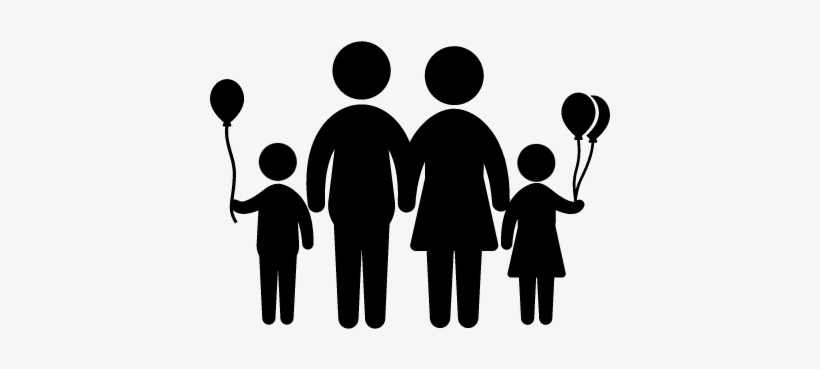 Family With Balloons Vector - Joint Hindu Family Business, transparent png download