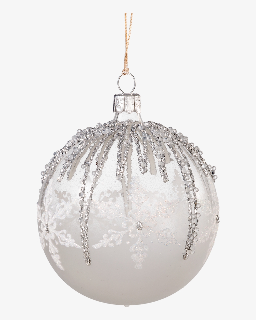 Glass Ornament Clear/white - Glass Christmas Ball Png, transparent png download