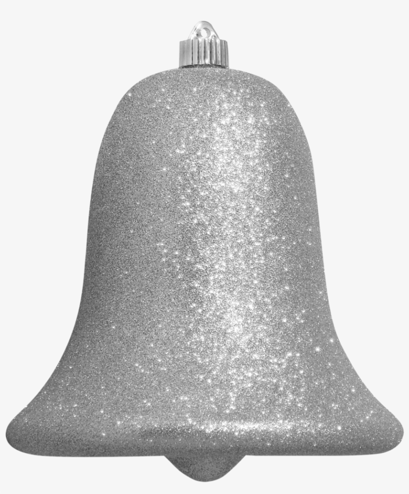 Silver Glitter Bell Large Christmas Ornaments - Christmas Day, transparent png download