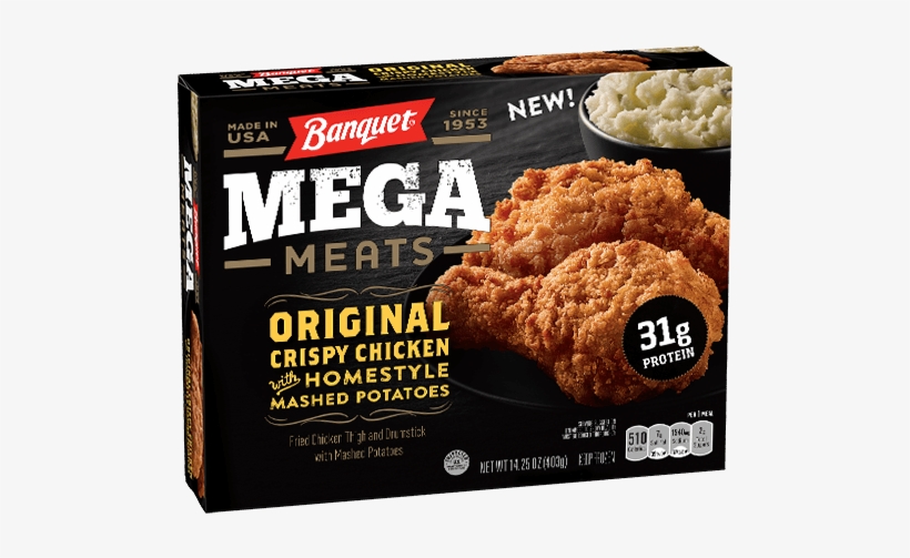 Original Crispy Chicken With Homestyle Mashed Potatoes - Banquet Mega Bowl Country Fried Chicken, 14 Oz, transparent png download