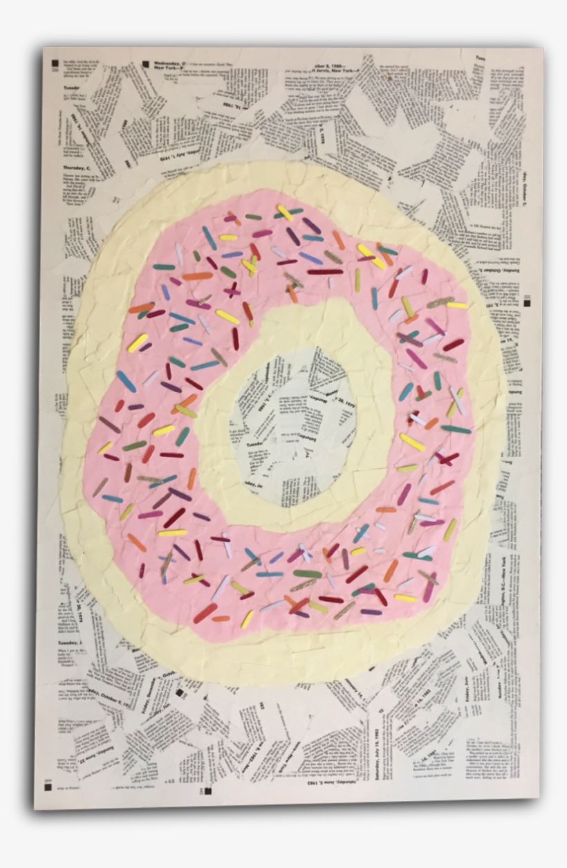 Paper Mache Pink Donut With Sprinkles - Doughnut, transparent png download