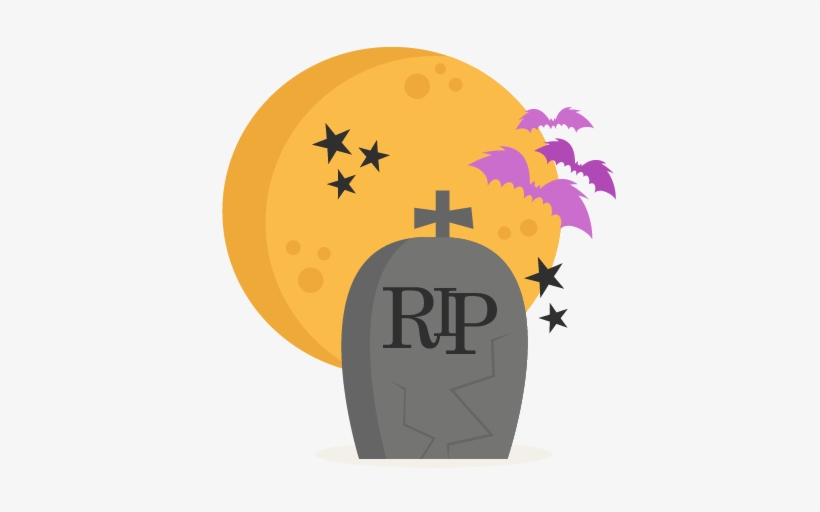 Tombstone With Moon Svg Scrapbook Cut File Cute Clipart - Cute Tombstone Clip Art, transparent png download
