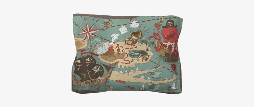 Island Treasure Map , Vector Illustration Pillow Sham - Treasure Map Pirate, transparent png download