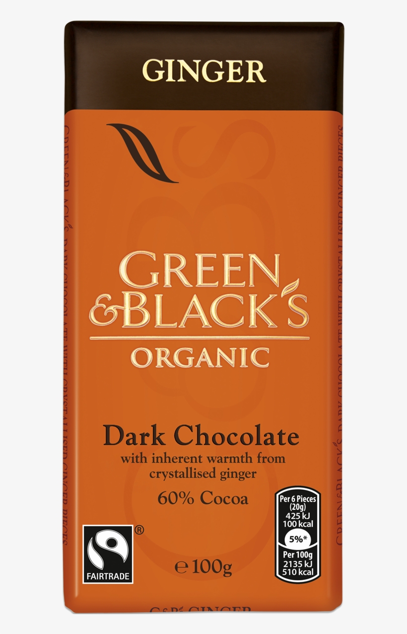 G&b's Ginger 100g Bar - Green And Blacks Ginger, transparent png download