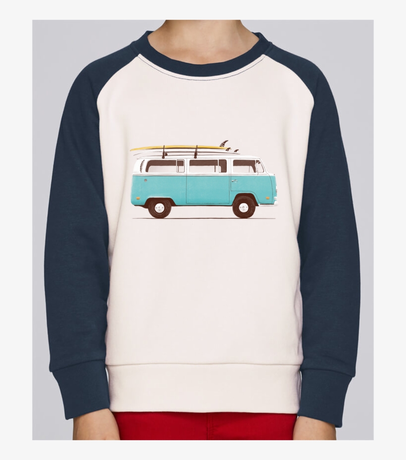 Sweatshirt Kids Round Neck Stanley Mini Contrast Blue - Blue Van Framed Art Print - Scoop Black Mini 10" X, transparent png download