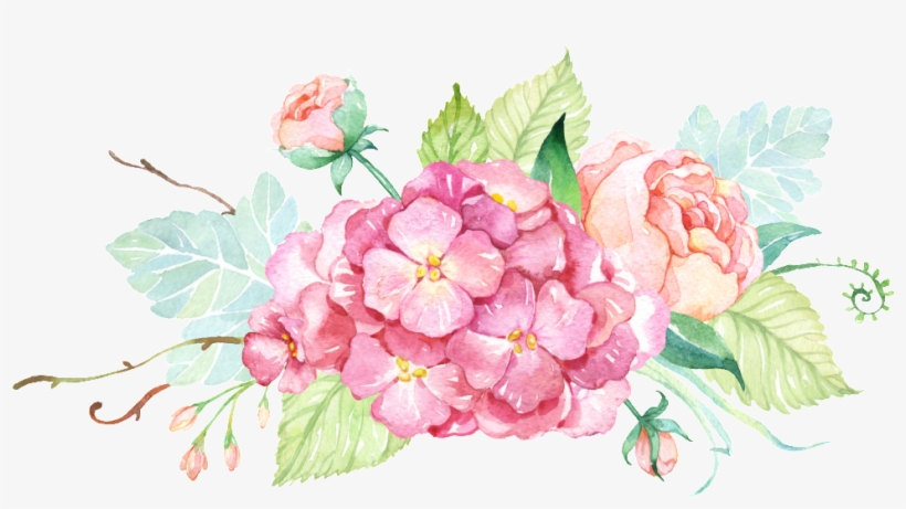 Plants Stitching Bouquet Transparent About Red,rose,green - Watercolor Flower Paint Png, transparent png download