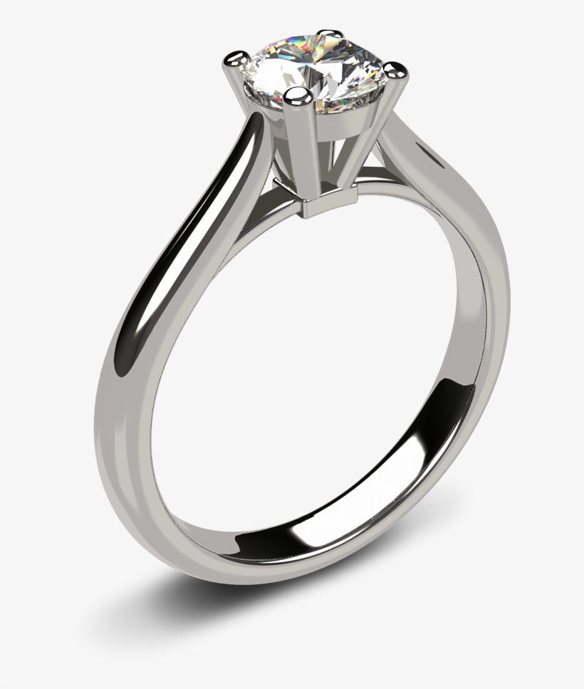 14k White Gold Classic Diamond Engagement Ring - Classic Diamond Engagement Ring, transparent png download