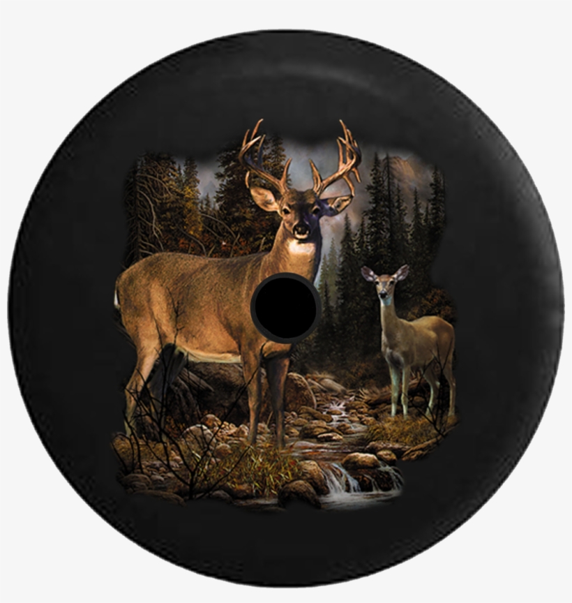 Jeep Wrangler Jl Backup Camera Buck And Doe White Tail - Tirecoverpro Full Color View From The Dock Down The, transparent png download