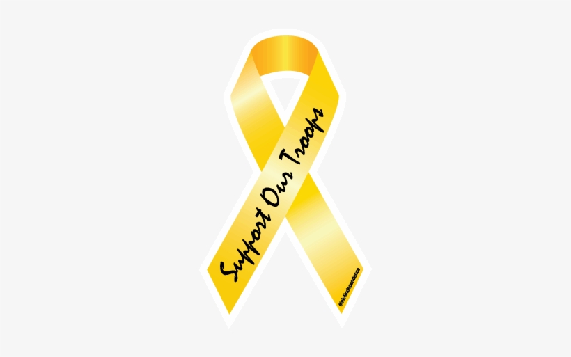 Support Our Troops Gold Ribbon Decal - Hiv/aids, transparent png download