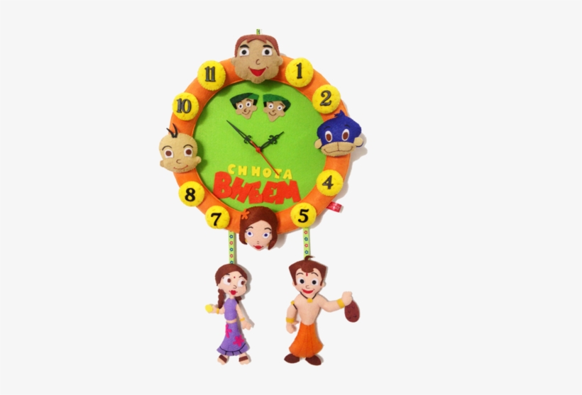 Felt Handmade 3d Chotta Bheem With Friends Wall Clock - Wall Clock, transparent png download