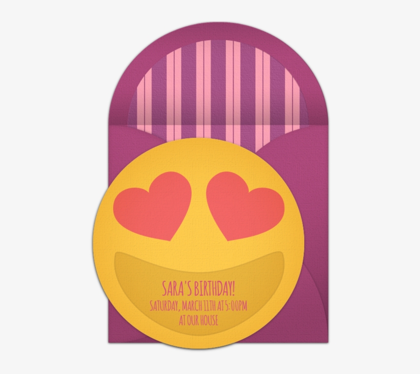 Heart Eyes Smiley Online Invitation - Birthday, transparent png download