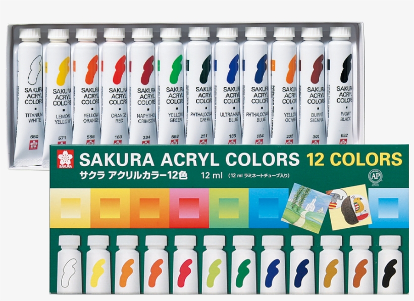 Acrylic Colors - 12 Acrylic Color Tubes, transparent png download
